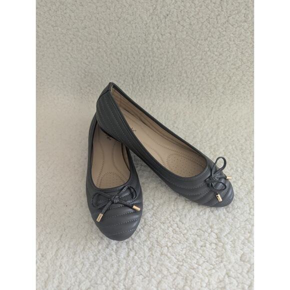 NorthStyle Women's European Leather Ballet Flats With Bow Size 10 Gray - Picture 1 of 8